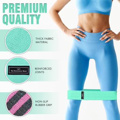 12 Pcs Fabric Resistance Bands for Working Out Non-Slip Booty Exercise Loop Bands for Women Men Glutes Hip Thigh Butt Yoga Pilates Fitness Gym, Light Medium Heavy - color: Lake Blue, style: Light Resistance