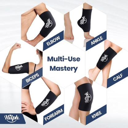 Hilph Elbow Ice Sleeve Arm Ice Packs for Injuries Reusable, Flexible Gel Cold Compression Sleeve for Tennis Elbow, Golfers, Tendinitis Pain Relief, Small, Black - size: Small, style: Black