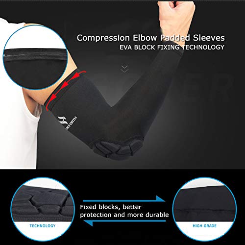 2PCS Padded Elbow Sleeves Compression Arm Protective Support - size: Large