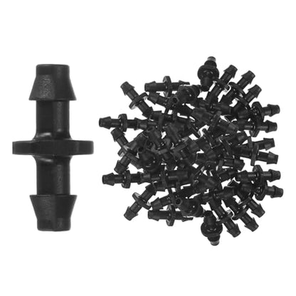 M METERXITY 50-Pack Drip Irrigation Barbed Fittings, for 1/4 Inch Tubing Connector Plastic Coupling Irrigation Parts for Garden/Greenhouse/Aquarium/Flower Pot, Drip Pipe Accessories - style: Double Barb