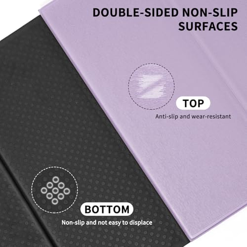Foldable Yoga Mat Extra Large 74"×31.5" | Double-Sided Non-Slip,Extra Wide Foldable Design,8mm Extra Thick,Exercise Mat for Home, Studio and Travel Use - color: Light Purple+Black