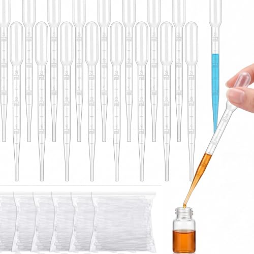 1000 Pcs 3ml Plastic Pipettes Droppers Disposable Transfer Pipettes Eye Dropper Small Graduated Transfers Dropper for Science Laboratory, DIY Art, Essential Oils Makeup
