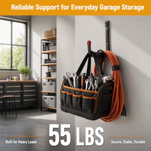 6 Pack Garage Hooks Heavy Duty, Utility Steel Hooks with EVA Foam Padding, 9.48inch Wall Mount J Organizer Hanger for Hanging Bikes Kayak Garden Tool Hose Bike Shelf - size: 9.48inch