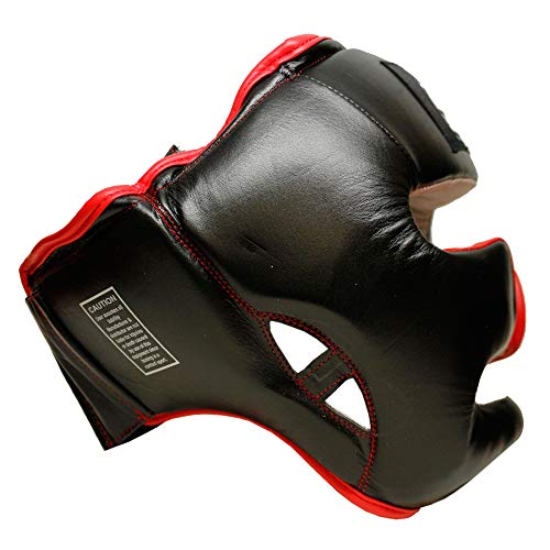 Professional Leather Boxing Headgear for Training, Sparring, Kickboxing, MMA, Muay Thai – Thick Padding with Cheek Protection, Adjustable Fit