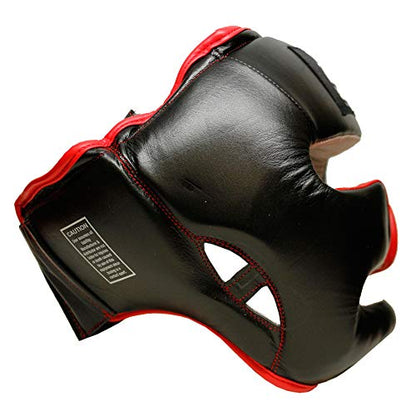 Professional Leather Boxing Headgear for Training, Sparring, Kickboxing, MMA, Muay Thai – Thick Padding with Cheek Protection, Adjustable Fit