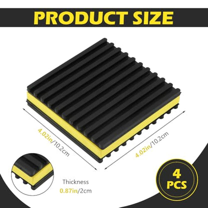 4Pcs an-ti Vibration Pads 4"x4"x7/8" Sound Isolation Ribbed Rubber Mats, Heavy Duty Vibration Isolation Pads for HVAC,Compressor,Air Conditioner,Washing Machine,Dryer, Treadmill(Color:Black+Yellow)