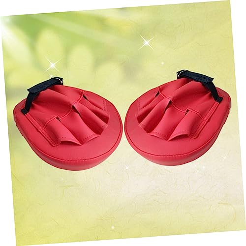 Pair of Curved Thai Pads for Kickboxing Training, PU Leather Red