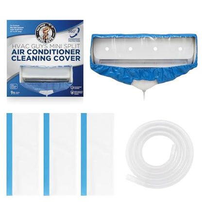 Mini Split Cleaning Bag | 360 Waterproof Design | Fits Systems 27in - 39in Long | Mini Split Cleaning Kit Includes Overspray Guards and Drain Hose - size: Small (For Systems 27in - 35in)