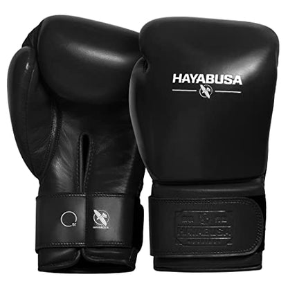 Hayabusa Pro Leather Hook and Loop Boxing Gloves for Men and Women - color: Black, size: 12oz