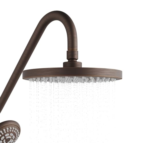 PULSE ShowerSpas Kauai III Oil-Rubbed Bronze Rain Shower Head with Handheld Spray - 1.8 GPM, 8" Showerhead, 5-Function HandShower, Adjustable Slide Bar - Shower Heads with Handheld Spray Combo - size: 1.8 Gallon Per Minute, style: Oil-Rubbed Bronze