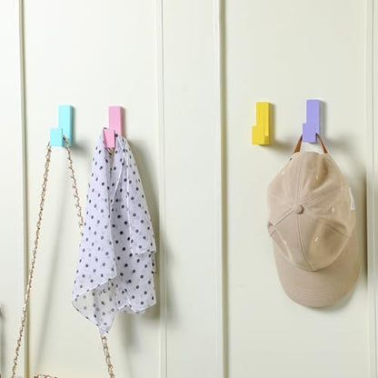 Teenyyou 6 Pcs Cute Kids Wall Hooks Adhesive for Backpack Pastel - color: Pastel