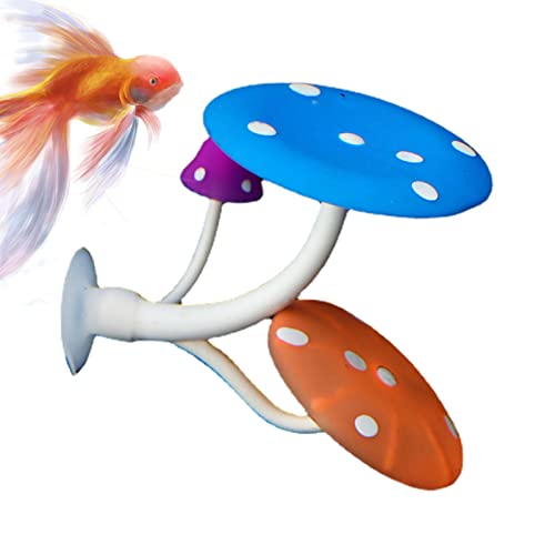 Shakven Fish Tank Pad - Artificial Mushroom Hammock Soft Aquarium Rest Bed with Suction Cup | Silicone Ornament Decoration Colorful Decor for Fish Tank Landscape
