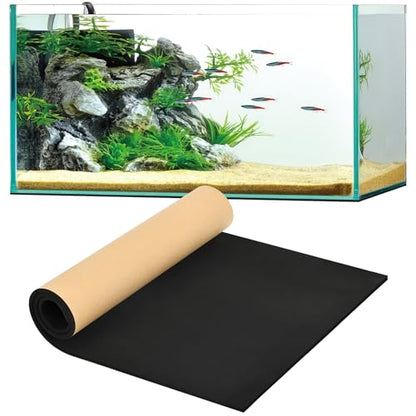 30 x 12 Inch Aquarium Fish Self Leveling Mat 5mm Neoprene Non-Slip Shockproof Fish Tank Pad for Under Tank with Adhesive Shockproof Waterproof with Easy to Cut Edges