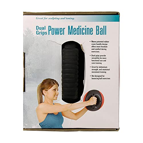 AEROMAT Dual Grip Power Medicine Balls for Abdominal Training and Rotational Movements - 9" Diameter - Weights Color-Coded - style: 14 lbs - Black/Blue