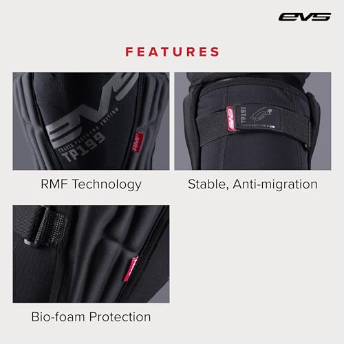 EVS TP199 Travis Pastrana, Moto Knee/Shin Guard, Reactive Memory Foam - color: Black (Lite), size: Large-X-Large