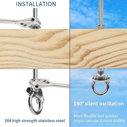 Stainless Steel 304 Swing Hangers with Bearings, Set of 2, Heavy Duty Screw Brackets for Hanging Chairs, Swings, Punching Bag, 1500LB Capacity - style: 2 Pack-Hexagonal