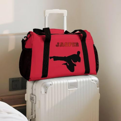 Personalized Taekwondo Karate Duffle Bag for kids Boy Girls,Custom Name Martial Arts Gear Bag,Water-Resistant Sparring Equipment Red - color: Taekwondo Karate-14