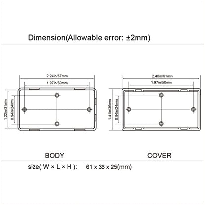 Project Box 10 Pieces ABS Plastic Electrical Project Case Small Junction Box for Electronics Black 2.4 x 1.4 x 1 inch (61 x 36 x 25 mm) - size: 2.40" x 1.42" x 1.0"(10pc)