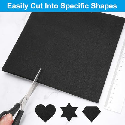 PATIKIL Adhesive Foam Padding, 4pcs 4"x4"x1/16 Closed Cell Foam Sheet Neoprene Rubber Self Stick Anti-Slip Pads for Furniture Cars Speakers Keyboards Door Frame Gaps, Black