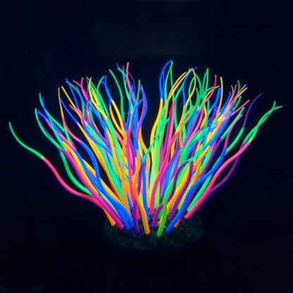 Luminous Silicone Anemone Corals Lifelike Underwater Plant Simulation Glow in The Dark Aquarium Decor for Fish Tank