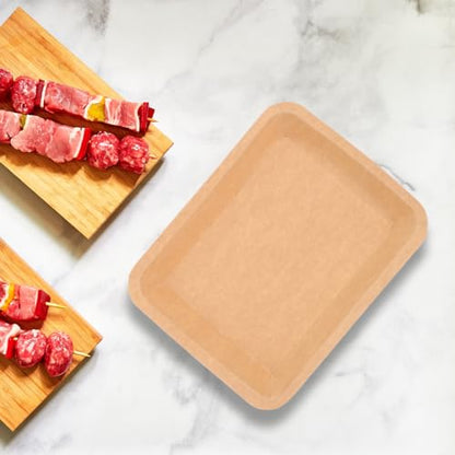 50 Pack Crawfish Trays Paper Plates Disposable Food Tray Serving Plates, Khaki Heavy Duty Oval Platters Set 8 Inch for Party Supplies Seafood Shrimp BBQ Dinner Platos Bulk