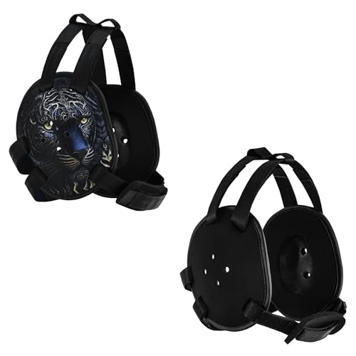 ROAR-INT BJJ Ear Guard New Easy to Adjust Design Wrestling Protective Headgear Wrestling Ear Guard MMA Jiu Jitsu - color: Tiger-Eagle/Black (2pcs)