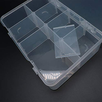 Xiaoyztan 8 Grids Clear Plastic Organizer with Adjustable Dividers, Jewelry Box Bead Storage Container for Small Parts, Fishing Tackle, DIY Crafts, and Earrings, Overall 7.3in x 4.9in - size: 7.9x4.9x1.65 in
