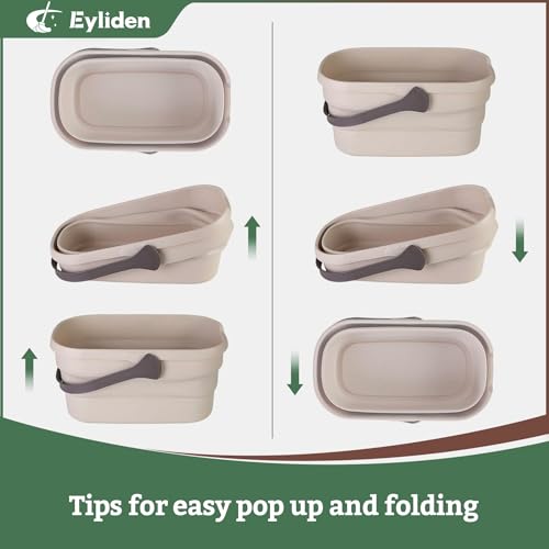 Eyliden Collapsible Bucket, 10L Foldable Mop Bucket with Handle, Portable Cleaning Pail for Camping, Car Wash, Fishing & Beach