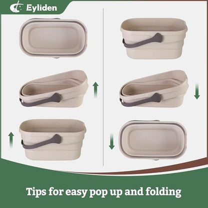 Eyliden Collapsible Bucket, 10L Foldable Mop Bucket with Handle, Portable Cleaning Pail for Camping, Car Wash, Fishing & Beach