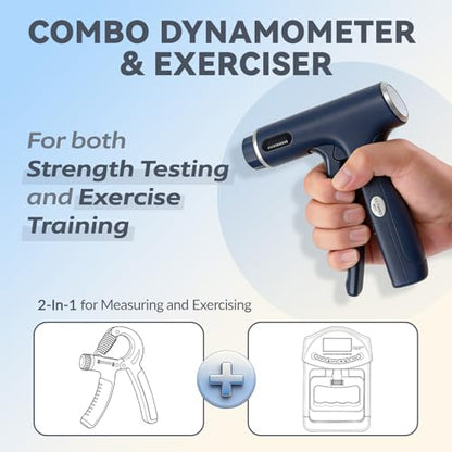 Digital Hand Dynamometer, 2-in-1 Adjustable Grip Strength Tester | LCD Backlit Display, Non-Slip Handle,Reinforced Adjust Knob for Hand Therapy,Athletes Forearm Training;Batteries Not Included