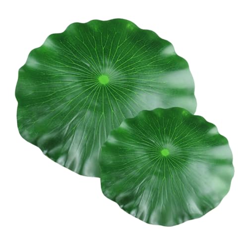 BESPORTBLE Simulated Lotus Leaves Fish Tank Ornament, 2pcs Floating Pu Lotus-Leaf Decor for Pond and Aquarium, Realistic Artificial Water Lily Pads for Garden and Home Display