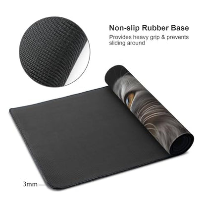 XXL Gaming Mouse Pad 35.4 x 15.7 Inch, Large Extended Desk Mousepad with Cat Design, Water-Resistant Surface & Stitched Edges, Non-Slip Rubber Base Desk Mat for Gaming, Office & Home - color: Cat