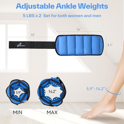 Sportneer Adjustable Ankle Weights with Removable Weights, Easy to Adjust - color: Blue