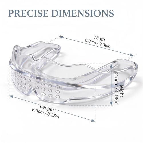 IPAME Mouth Guard for Sports - Silicone Upper & Lower Teeth Protection - Football, Lacrosse, Hockey, Baseball - Fit for Youth and Teens (Transparent)