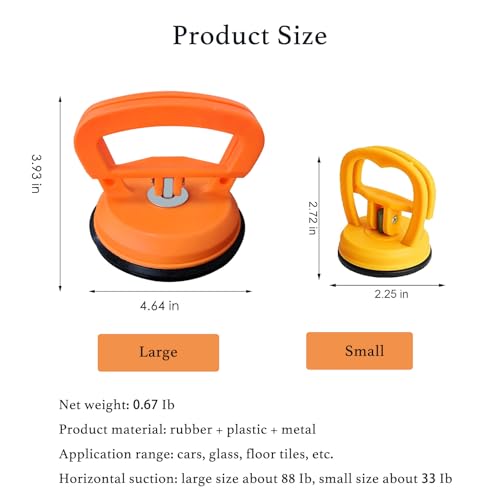 Heavy Duty Suction Cup for Glass/Tile/Mirror - 50lbs, Suction Cup for TV Screen Removal Tool/Window Replacement/Moving Furniture, 3 Pack
