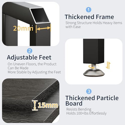 40 Gallon Fish Tank Stand with Power Outlets, Adjustable Aquarium Stand, Heavy Duty Terrarium Stand, Metal reptile tank stand, Suitable for Home Office,660LBS Capacity, Black - color: Black, size: 40 Gallon