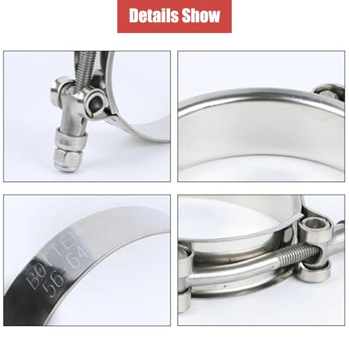 BOTTEN 4 Pack 1.5" T-Bolt Hose Clamp, Clamp Range 44-50mm for 1.5" Hose ID, hose clamps Stainless Steel, heavy duty,radiator hose clamps
