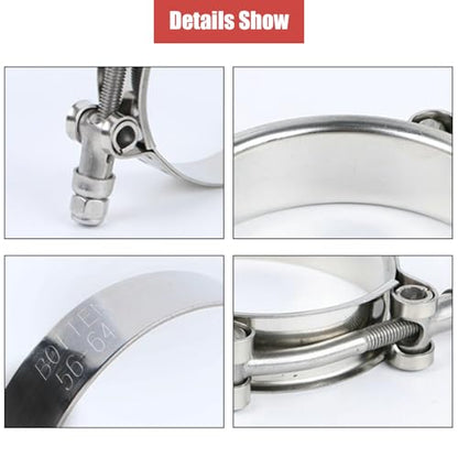 BOTTEN 4 Pack 1.5" T-Bolt Hose Clamp, Clamp Range 44-50mm for 1.5" Hose ID, hose clamps Stainless Steel, heavy duty,radiator hose clamps