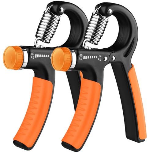 Grip Strengthener 2 Pack Adjustable Resistance 5-60kg Hand Forearm Wrist Finger Workout - color: Orange