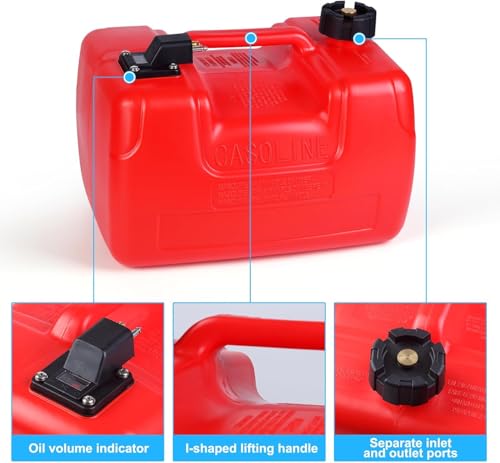 Marine Tank, 3 Gallon Marine Portable Tank Outboard Marine Boat Transfer Tank with 9.8ft Hose, Gauge for Outboard Engine Boats, I-Shaped Handle, Easy to Carry