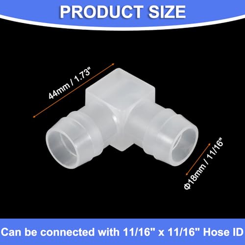 uxcell 11/16" Hose Barb Fitting, 8 Pcs Equal Barbed 90 Degree Elbow L Shaped 2 Way Plastic Splicer Joint Mender Adapter Union Fitting for Air Line Tubing Pipe Household Fuel Gas Liquid - size: 11/16"