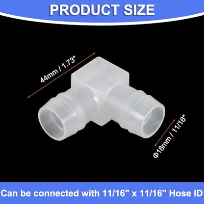 uxcell 11/16" Hose Barb Fitting, 8 Pcs Equal Barbed 90 Degree Elbow L Shaped 2 Way Plastic Splicer Joint Mender Adapter Union Fitting for Air Line Tubing Pipe Household Fuel Gas Liquid - size: 11/16"