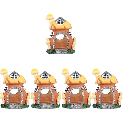 5pcs Aquarium Mushroom House Decor Resin Fish Hideout for Shrimp and Fish Underwater Landscape Ornament and Eye-catching for Aquariums - color: As Shownx5pcs, size: 10x8.3x13cmx5pcs