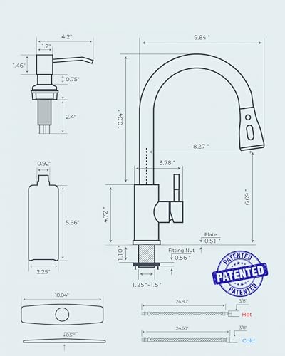 FORIOUS Kitchen Faucets with Soap Dispenser and Pull Down Sprayer, Brushed Nickel, Bar High Arc Single Handle Classic 3 Modes Stainless Steel Faucet for Kitchen Sink Farmhouse RV Laundry Camper