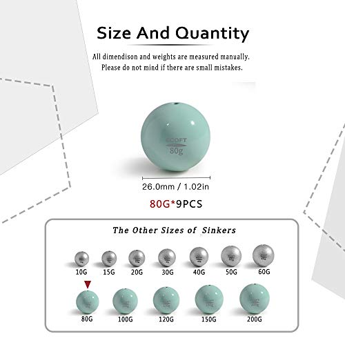 Lead Free Fishing Weights Sinkers 10g-200g Coated Egg Sinkers Weights Oval Shape Assorted Sizes Bag and Fishing Weights Assortment Box Non-Lead Fishing Weights Saltwater Freshwater