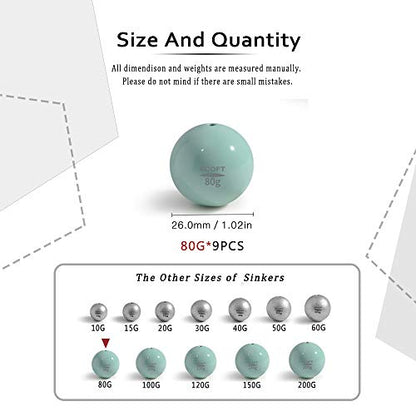 Lead Free Fishing Weights Sinkers 10g-200g Coated Egg Sinkers Weights Oval Shape Assorted Sizes Bag and Fishing Weights Assortment Box Non-Lead Fishing Weights Saltwater Freshwater