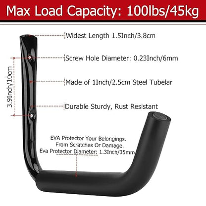 Kayak Storage Hooks, Wall Mount Garage Canoe Storage Hangers for Kayaks or Paddleboards, Heavy Duty Wall Rack - style: Load Capacity 100lbs