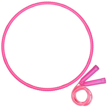 Poen 2 Pcs Detachable 23" Hoop and 7.3 Ft Jump Rope Set - color: Rose Pink