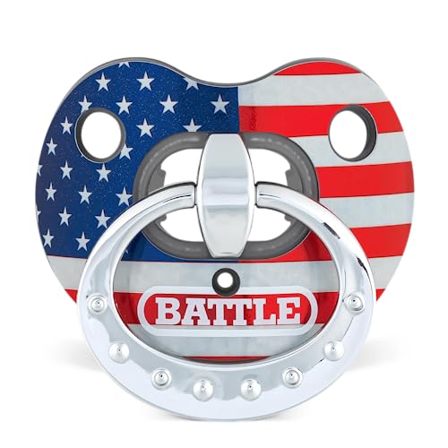 Battle Binky Oxygen Football Mouthguard | Maximum protection for safe secure fit, Built-in airflow channels, No boiling required, Advanced composite material - color: Chrome Red, White, Blue