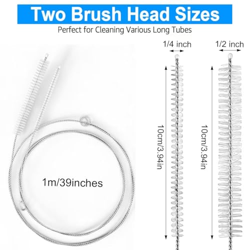 40 Inches Extra Long Straw Cleaner Brush - Long Pipe Cleaners, Long Tube Cleaning Brush for Cleaning Straw, PVC Keg Lines, Kegerator, Feeding Tube, Sunroof Drain (4PCS, White)